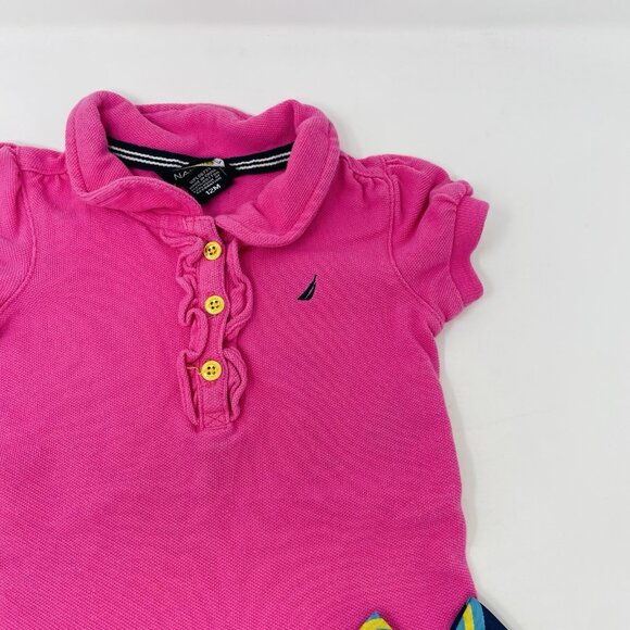 Nautica Baby Girls Size 12 Months Short Sleeve Pique Polo Tunic Top in Pink 2464 - Picture 2 of 5